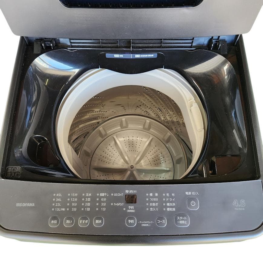 【美品】アイリスオーヤマ TNI-45A1-B 2024年製 ブラック 洗濯機