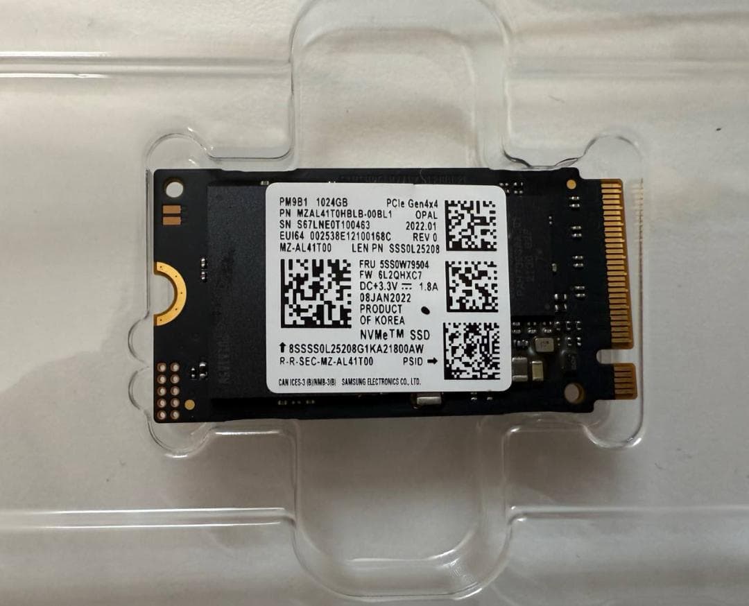 新品同様✨ Samsung PM9B1 1TB NVMe／PCIE4／2242