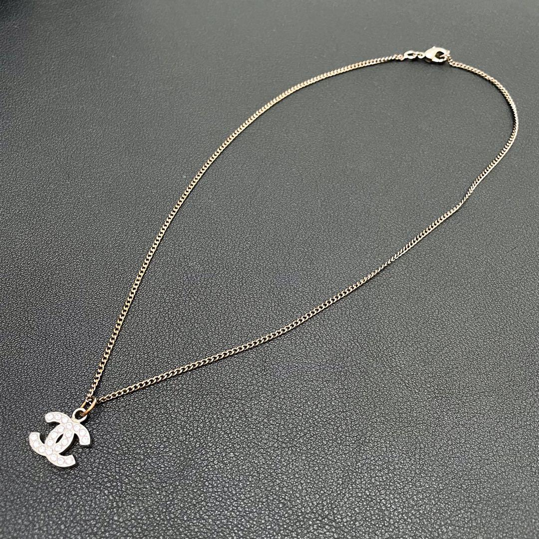 シャネル ココマーク ネックレス 07V ラインストーン シルバー アイコン.