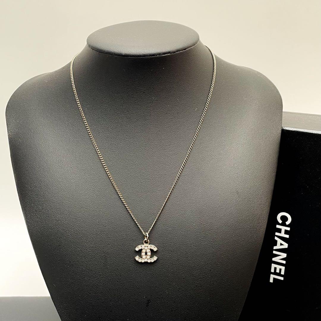 シャネル ココマーク ネックレス 07V ラインストーン シルバー アイコン.