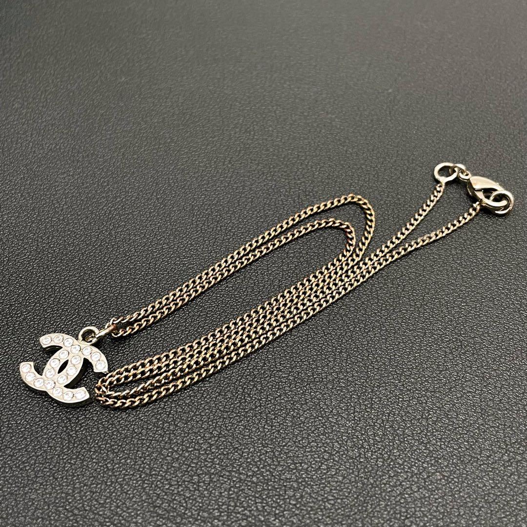 シャネル ココマーク ネックレス 07V ラインストーン シルバー アイコン.