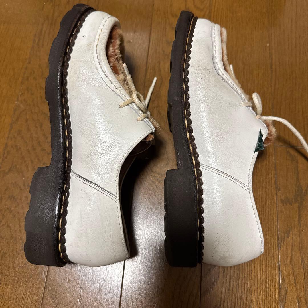 パラブーツ　UK4.5 ミカエル　白　ラビットファー　別注カラー