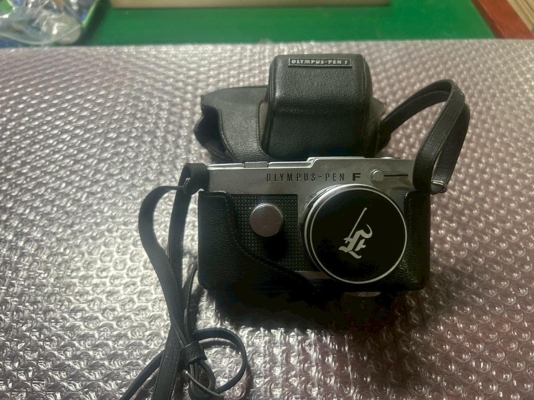 H1 OLYMPUS PEN Fフィルムカメラレザーケース付動作未確認　ジャンク