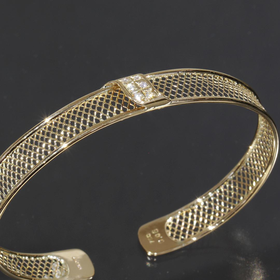 ランバン ダイヤ メッシュ バングル 17cm K18YG 8.7g 新品仕上済