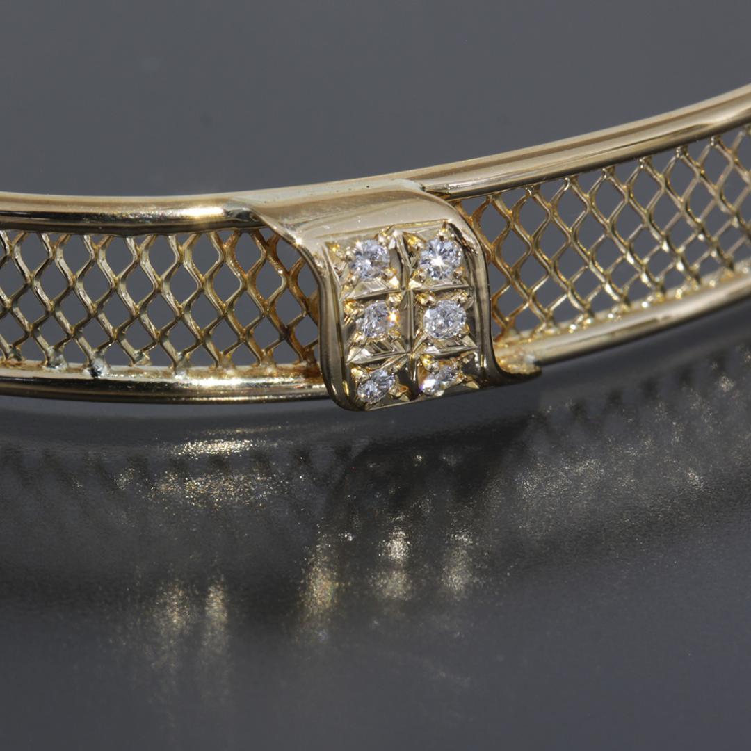 ランバン ダイヤ メッシュ バングル 17cm K18YG 8.7g 新品仕上済