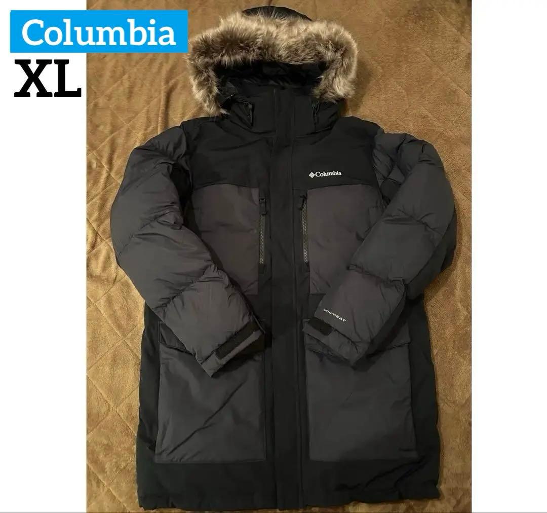 美品★コロンビア メンズ XL ダウンジャケット オムニヒート フード ファー付