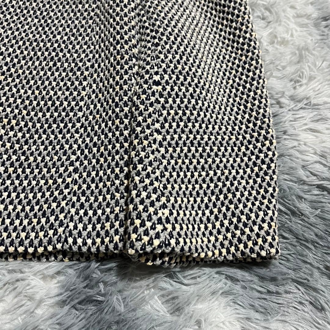 未使用　エストネーション テーラードジャケット 編み込み ニット 白紺　L