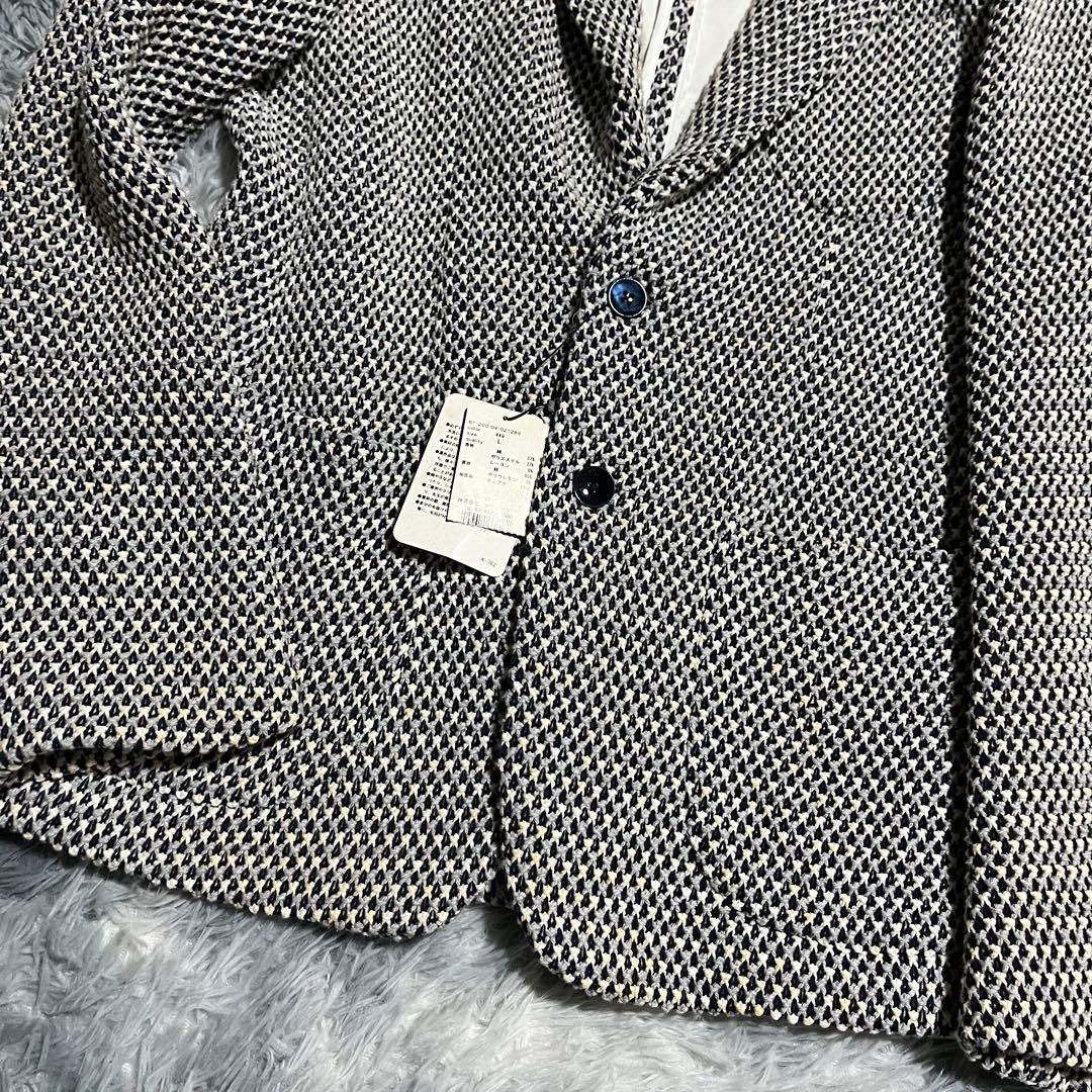 未使用　エストネーション テーラードジャケット 編み込み ニット 白紺　L