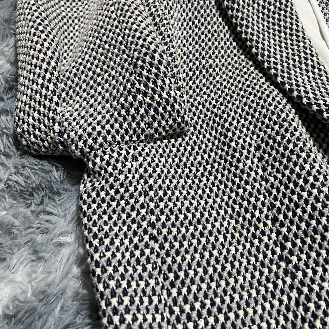 未使用　エストネーション テーラードジャケット 編み込み ニット 白紺　L