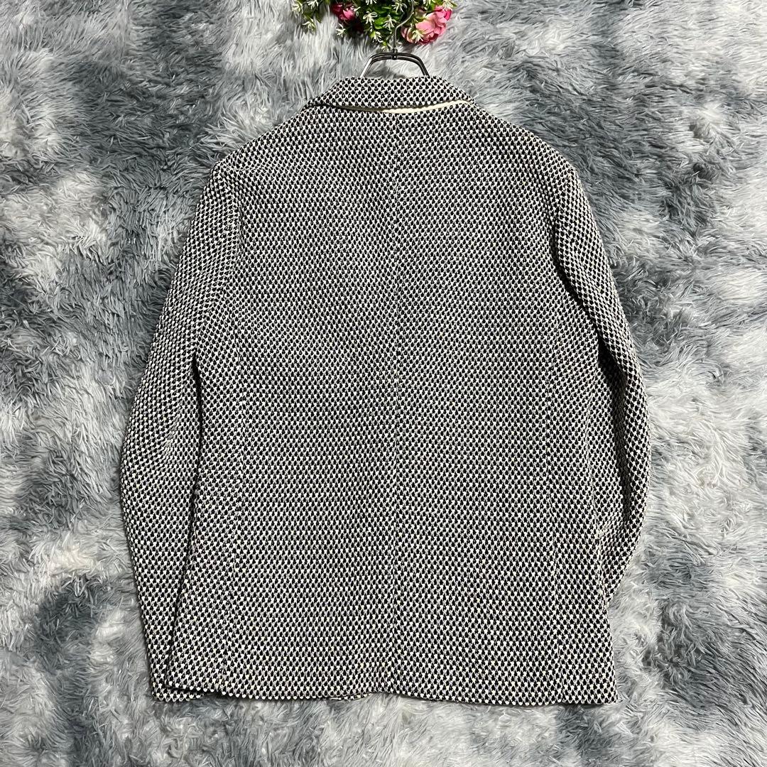 未使用　エストネーション テーラードジャケット 編み込み ニット 白紺　L