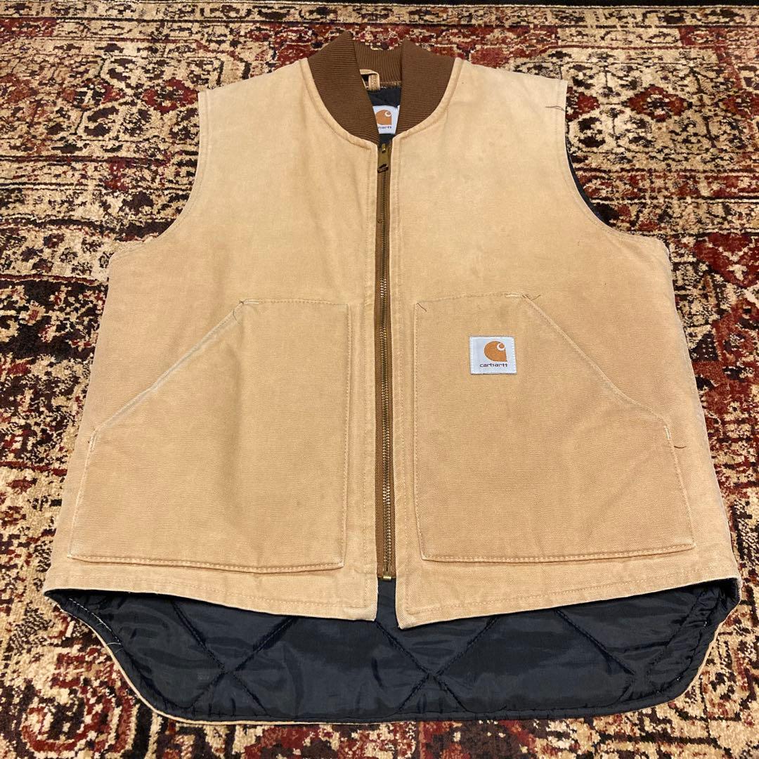 80sカーハートダックベストM腰ゴム雰囲気抜群USA製