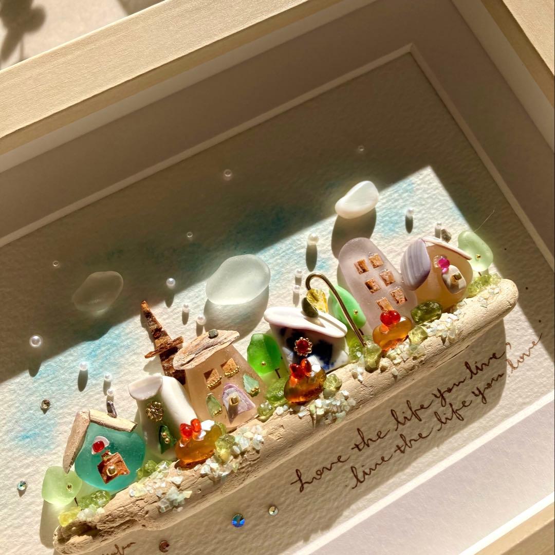 misa　オーダー受付　シーグラス／天然石／フレームアート／手描き