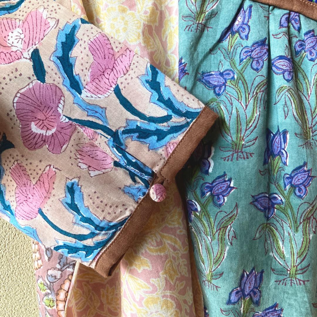 インド綿 カンタキルトのブラウス ブロックプリント エスニック アジアン