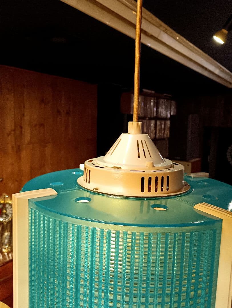 スペースエイジ　ペンダントライト　ブルー　２灯式　常夜灯　ヴィンテージ　レトロ