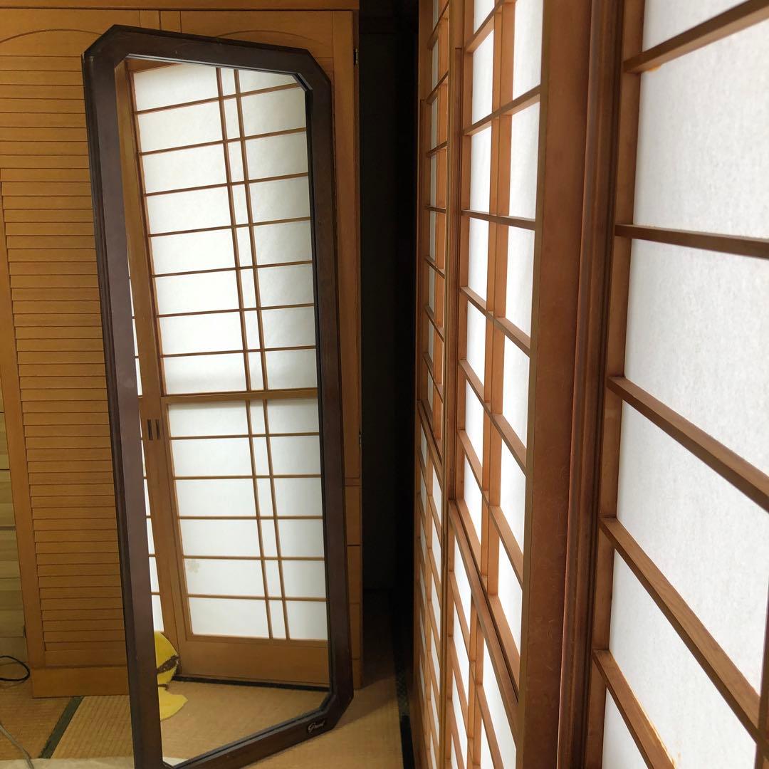 アンティーク　姿見　全身鏡　全長162cm立て掛け　GRAND 木　重量約8kg