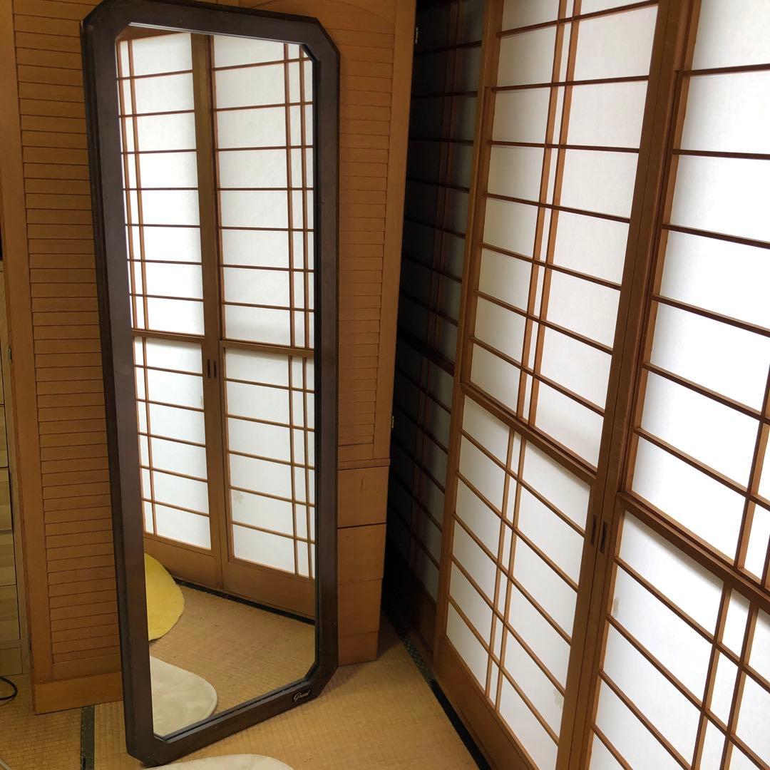 アンティーク　姿見　全身鏡　全長162cm立て掛け　GRAND 木　重量約8kg