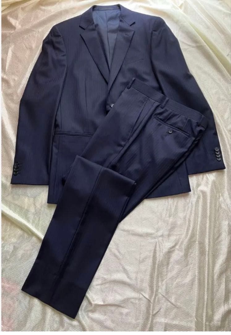 カノニコ　Y7スリム　ネイビー　ピンストライプ　美品　スーツ　トップバリュー