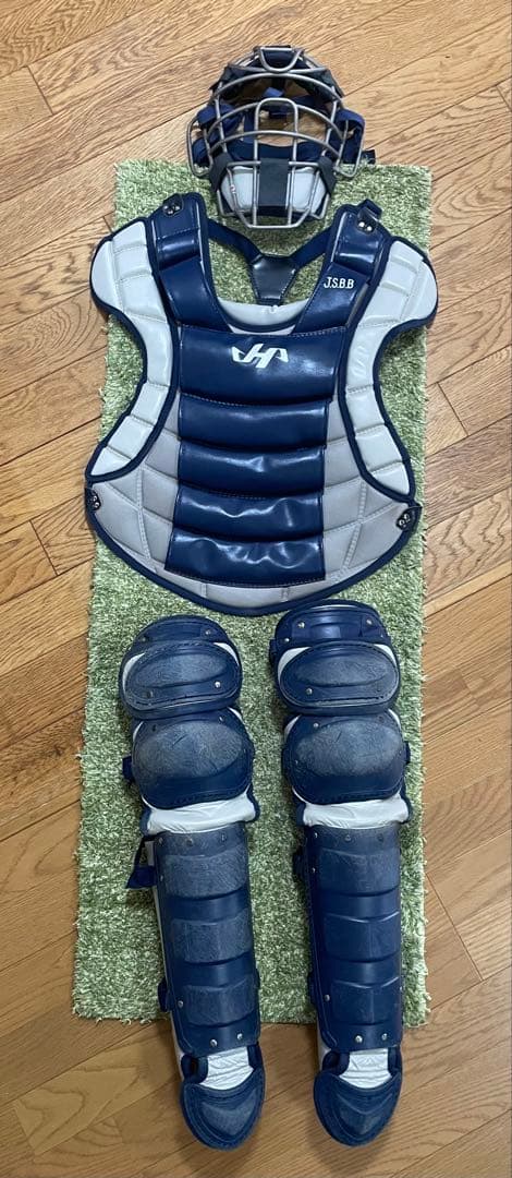 ハタケヤマ 大人用軟式キャッチャー防具セット ネイビー/Sグレー