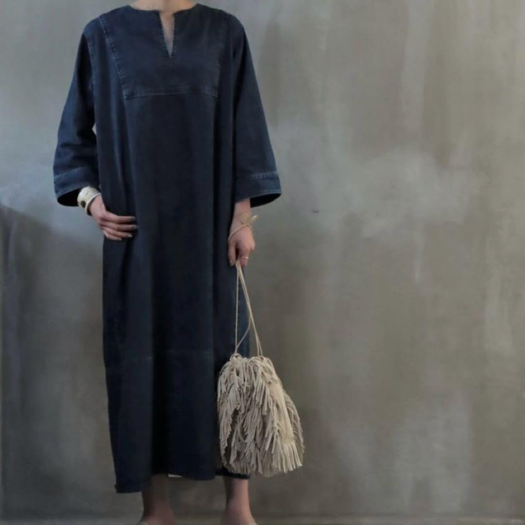 K*1様 タグ付✨ クロスアンドクロス デニムカフタンワンピース （2） ハグオ