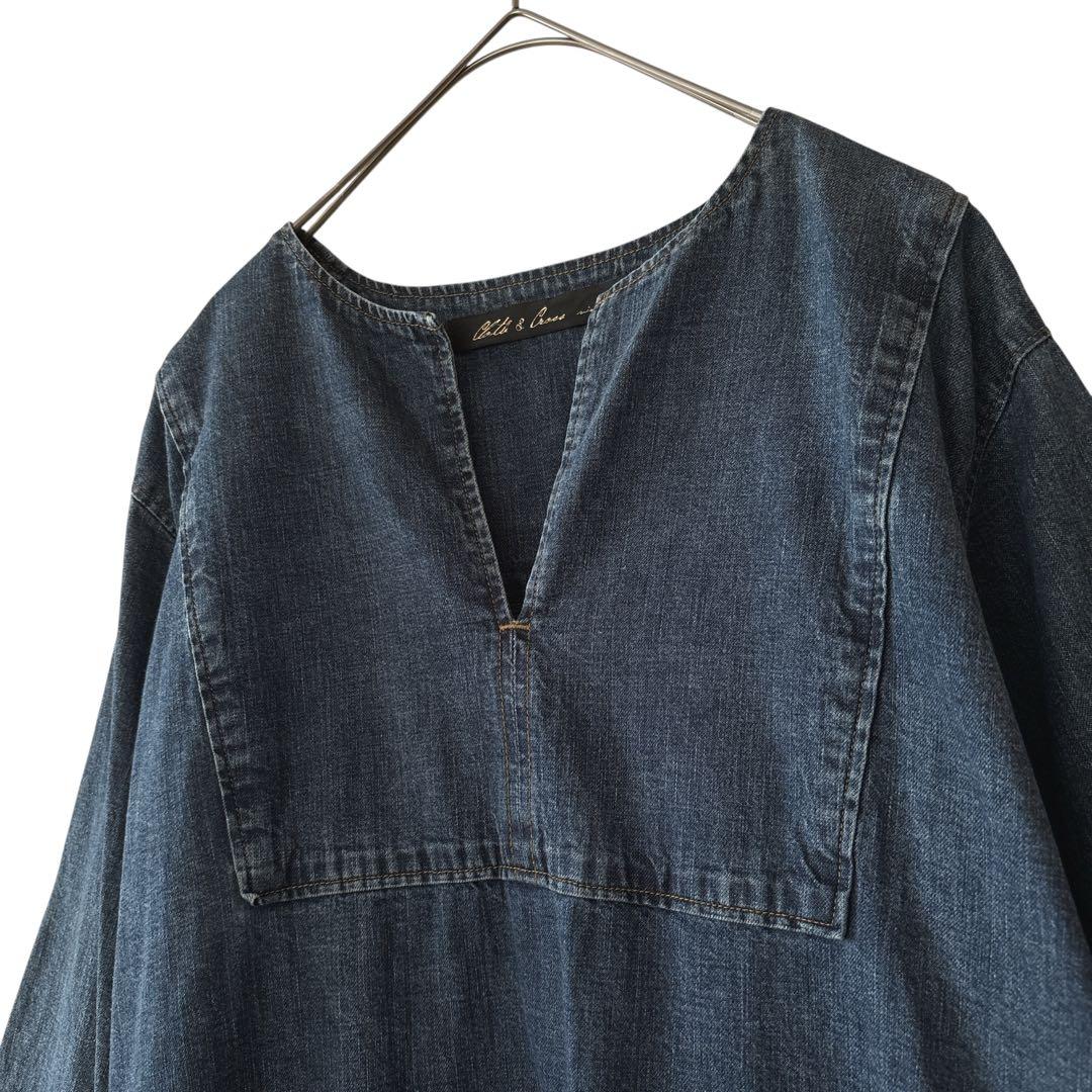 K*1様 タグ付✨ クロスアンドクロス デニムカフタンワンピース （2） ハグオ