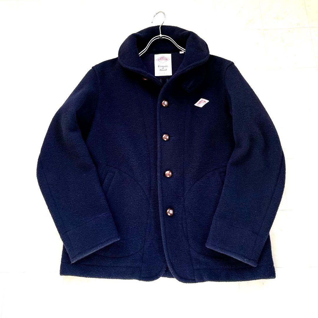 【美品】40★ダントン ウールモッサ コート ジャケット くるみボタン 紺
