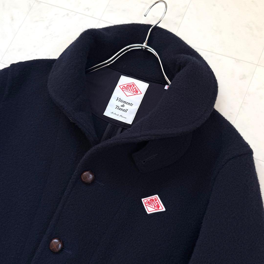 【美品】40★ダントン ウールモッサ コート ジャケット くるみボタン 紺