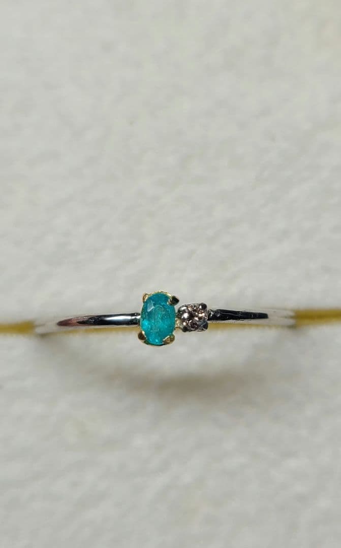 ★バターリャパライバトルマリン&アーガイルピンクダイヤモンド18金&Ptリング★