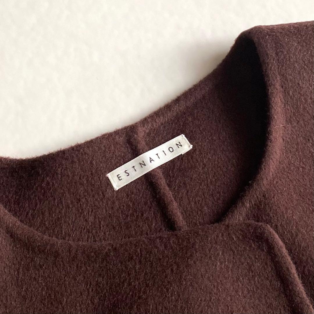 ESTNATION super140's リバー ノーカラー ベスト ブラウン