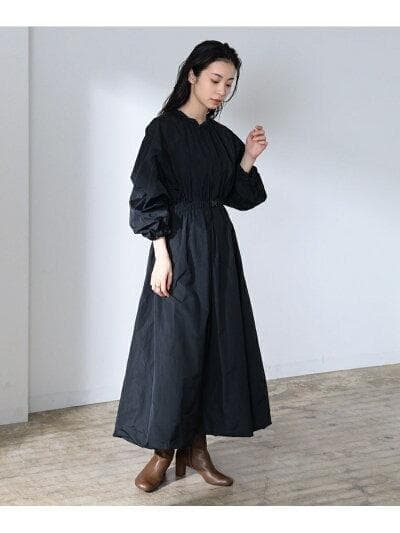 新品 BEAMS AK＋1 / ツイスト ネック ジップ ワンピース 黒