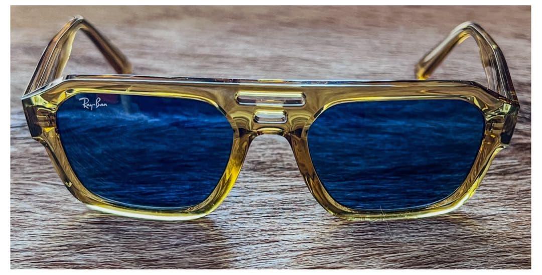 Ray-Ban スクエアサングラス 透明黄褐色