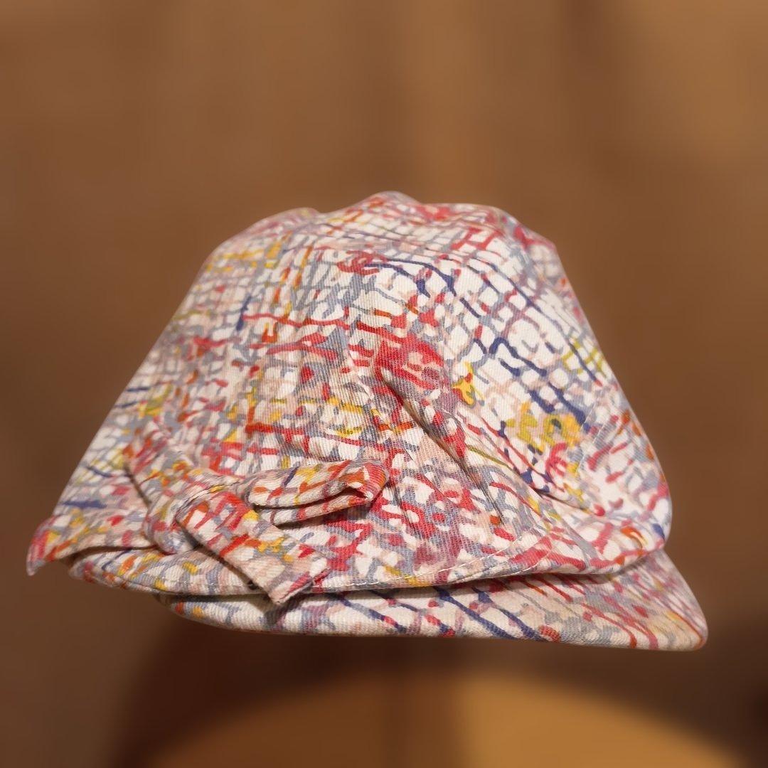 希少CHANEL ハンチング帽 57cm カラフルプリントフランス製