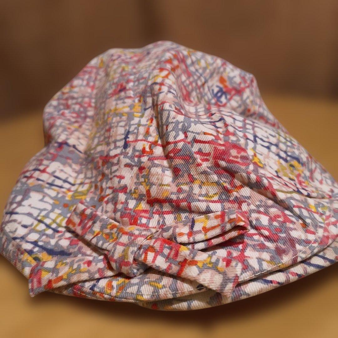 希少CHANEL ハンチング帽 57cm カラフルプリントフランス製