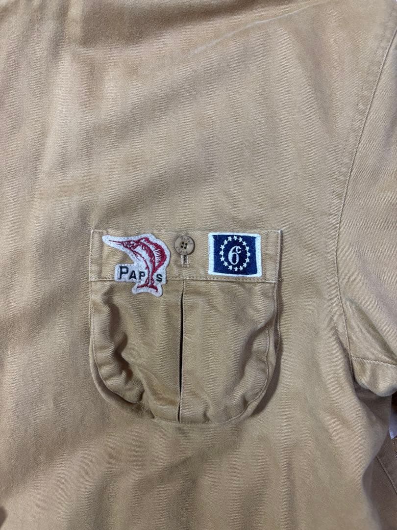 Papas ベージュ モッズコート フード付き　ミリタリージャケット