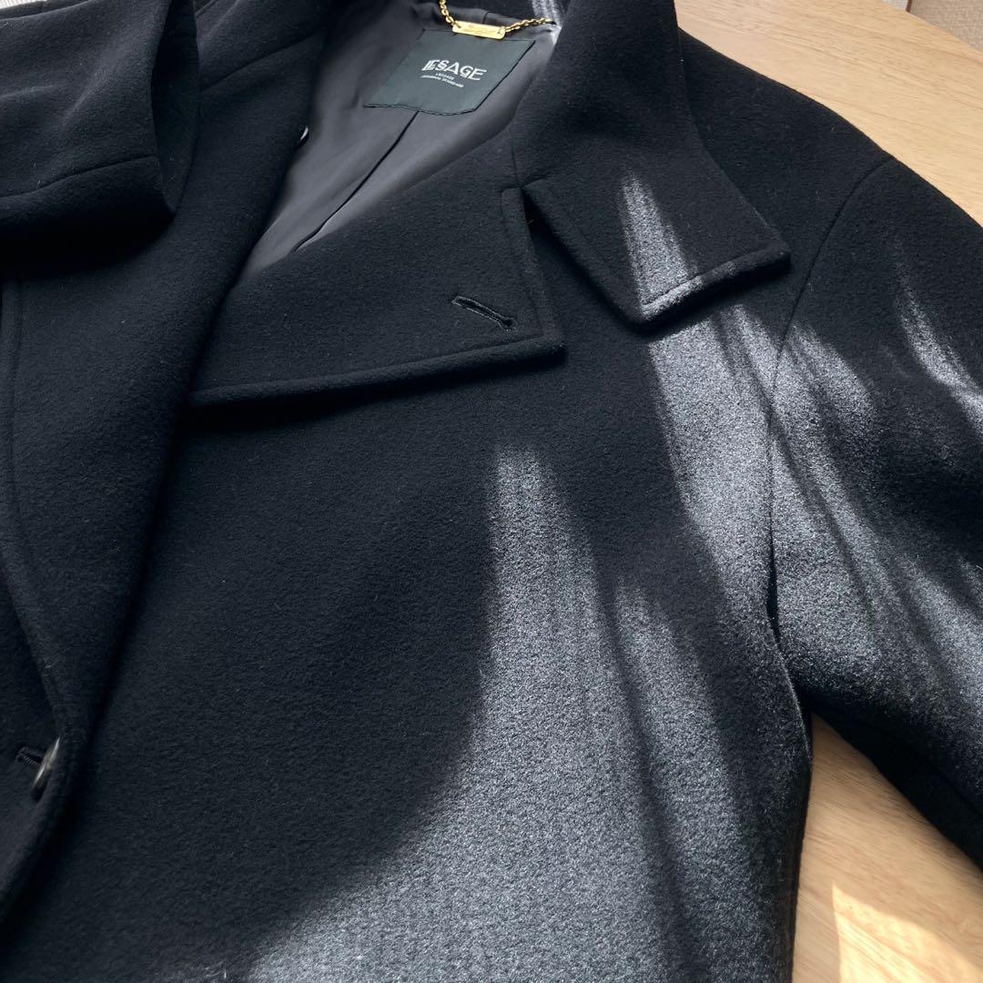 【2023AW】L'ESSAGE MANTECOトップビーバースタンドコート 黒