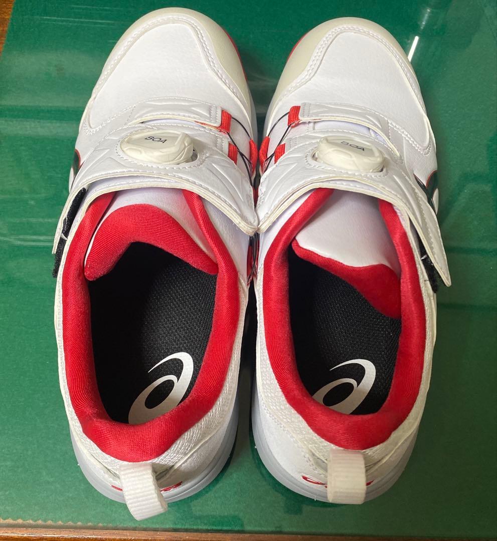 ASICS 安全靴　作業靴　BOAクロージャー ホワイト/レッド　男女兼用