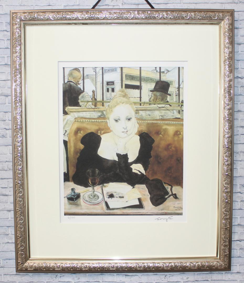 藤田嗣治 エスタンプリトグラフ「カフェ」 100部限定 6/100