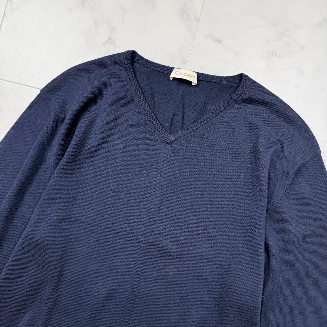 cruciani クルチアーニ Vネックコットンセーター 50 ネイビー