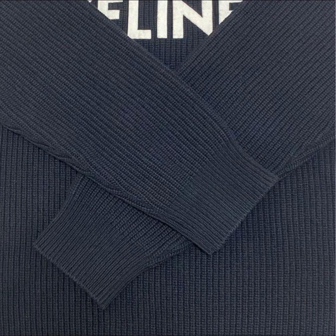 美品☆正規品　CELINE セリーヌ　現行　ロゴパッチ　リブ編み　ニット S