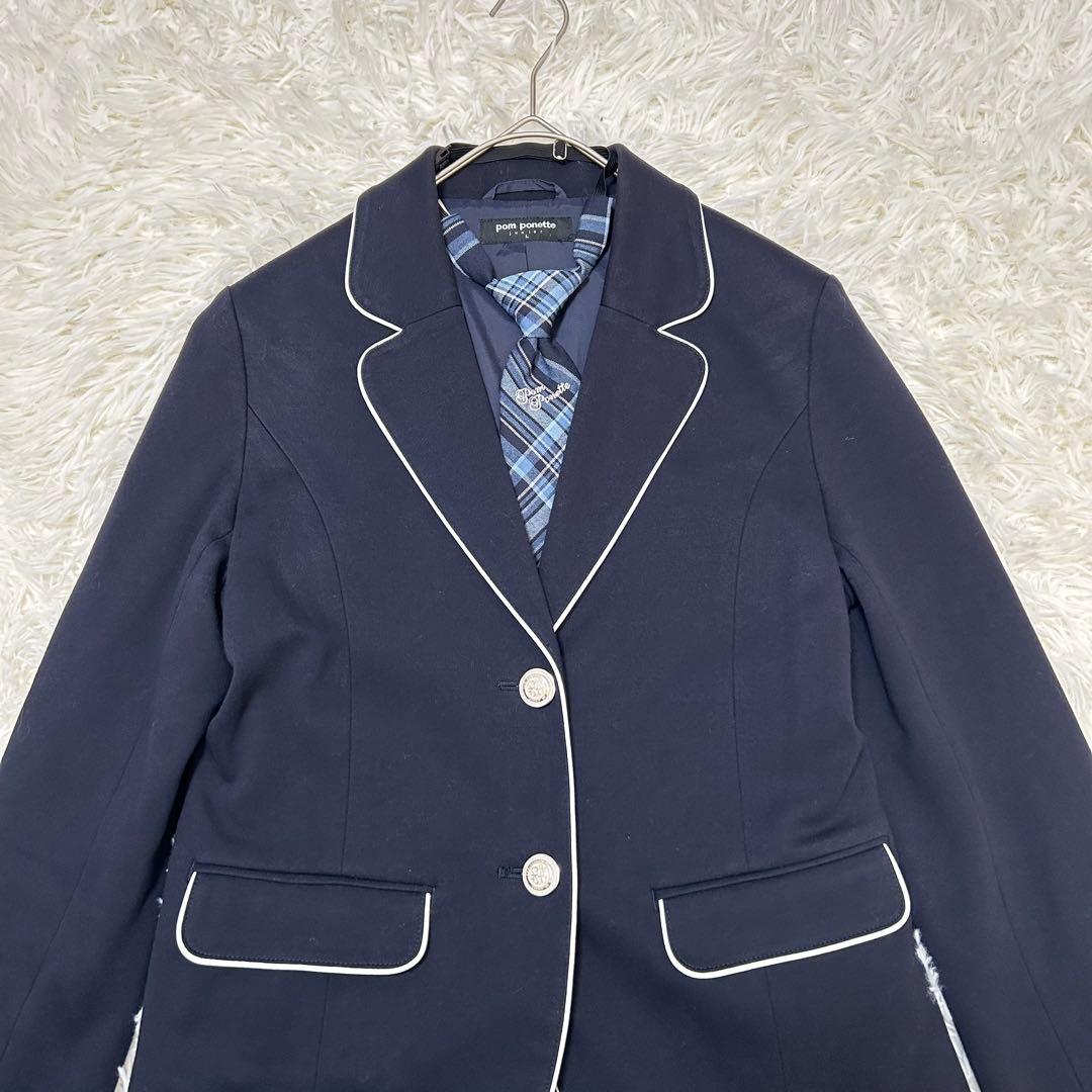ポンポネット　フォーマルセットアップ　160サイズ　チェックスカート　ネクタイ