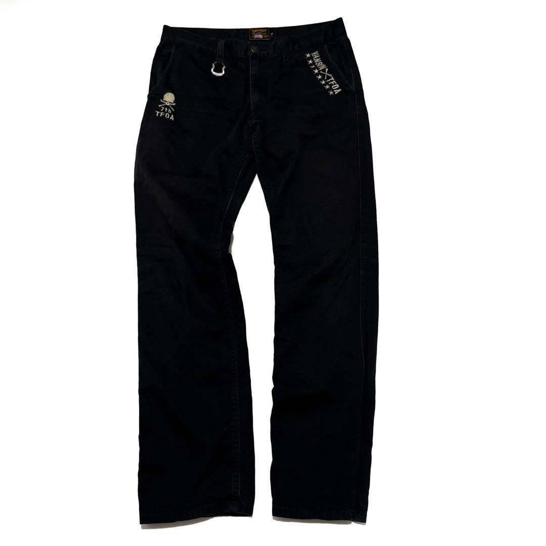 【希少】 VANSON × TFOA 刺繍 チノパン 武装戦線 デスラビット 黒
