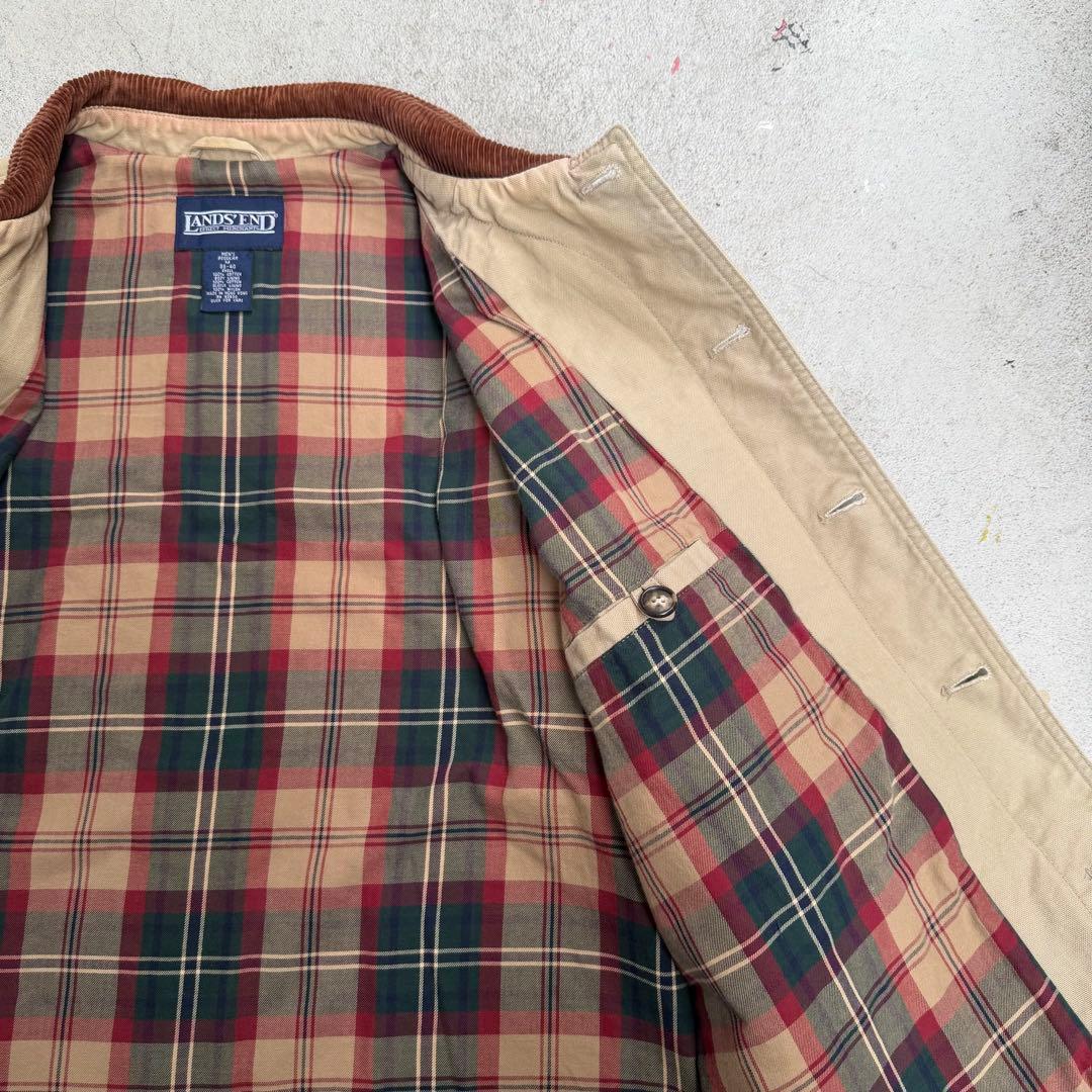90s LANDS’ END コーデュロイ襟 コットン ハンティングジャケット