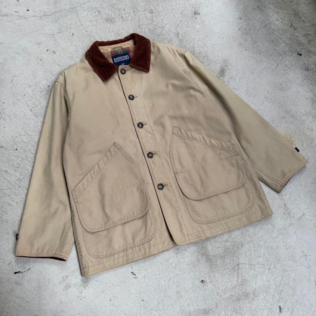 90s LANDS’ END コーデュロイ襟 コットン ハンティングジャケット