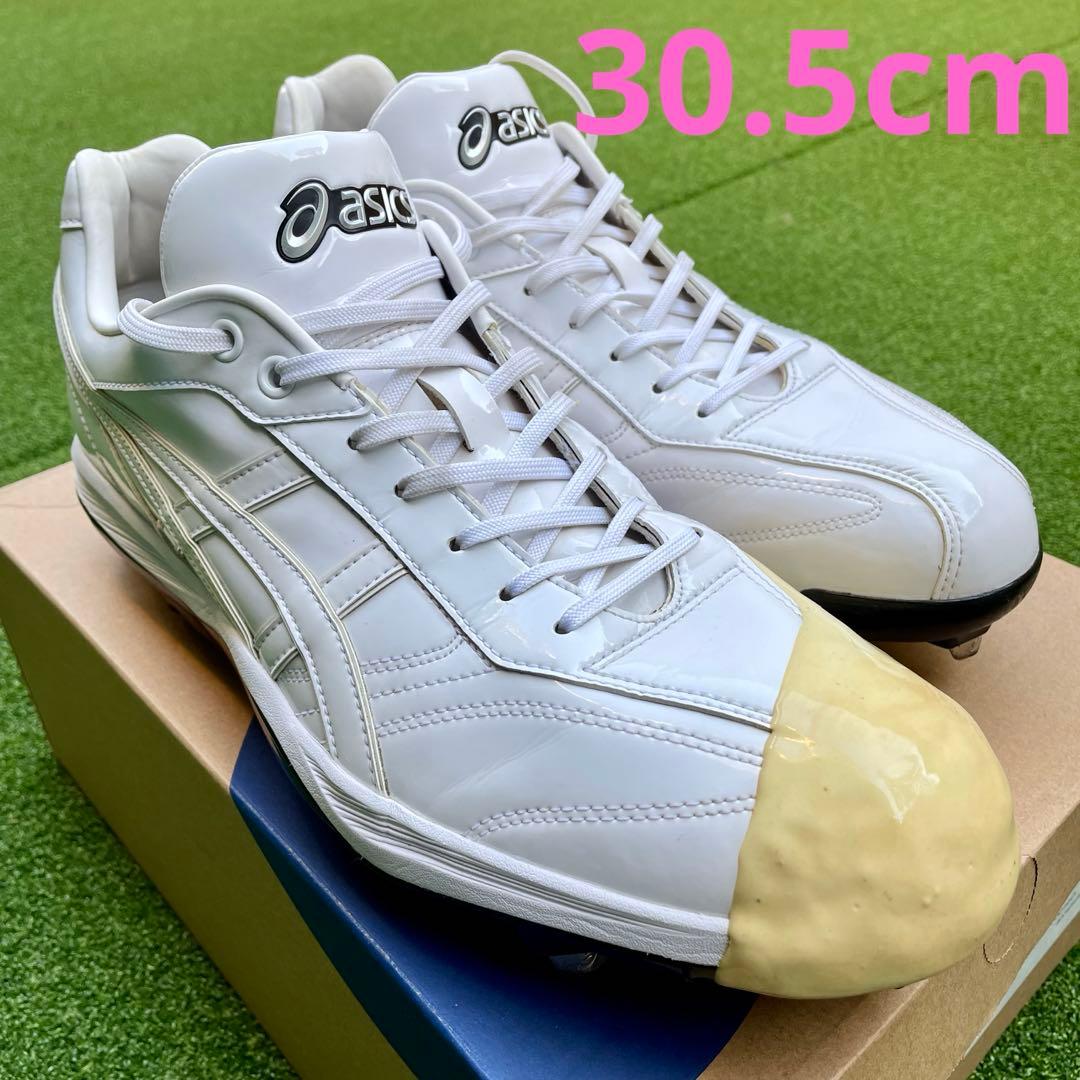 asics オーダースパイク白 (投手用)30.5cm (未使用インソール付き)