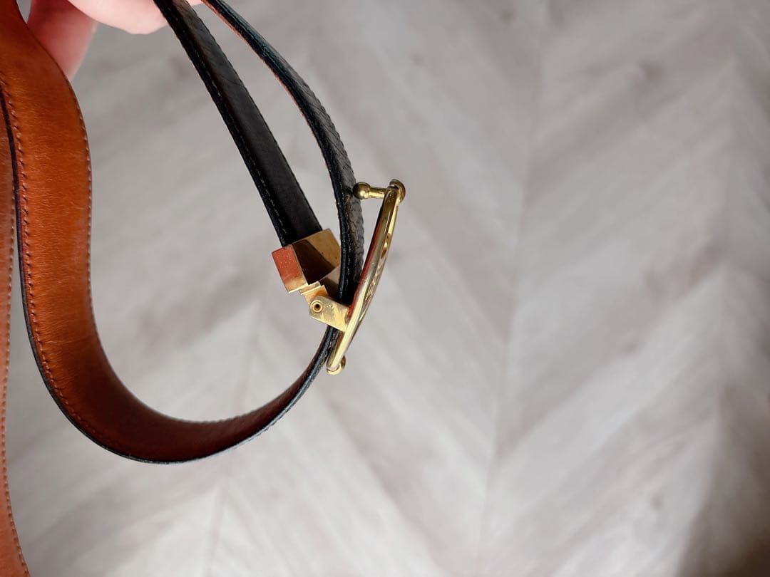 【希少品】セリーヌ レディースベルト リバーシブル 黒 茶 オールド ビンテージ