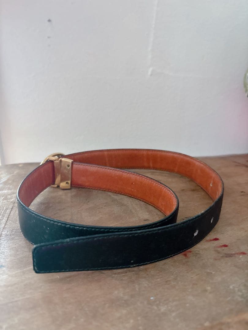 【希少品】セリーヌ レディースベルト リバーシブル 黒 茶 オールド ビンテージ