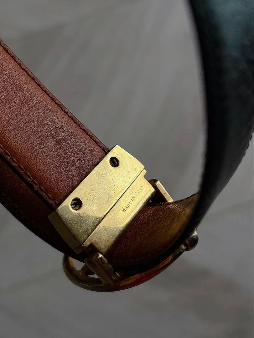 【希少品】セリーヌ レディースベルト リバーシブル 黒 茶 オールド ビンテージ