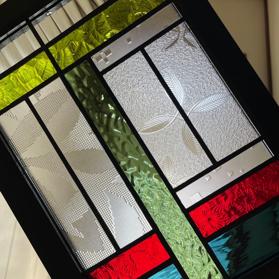 ステンドグラス　パネル　昭和レトロ　和モダン　　ガラス引き戸
