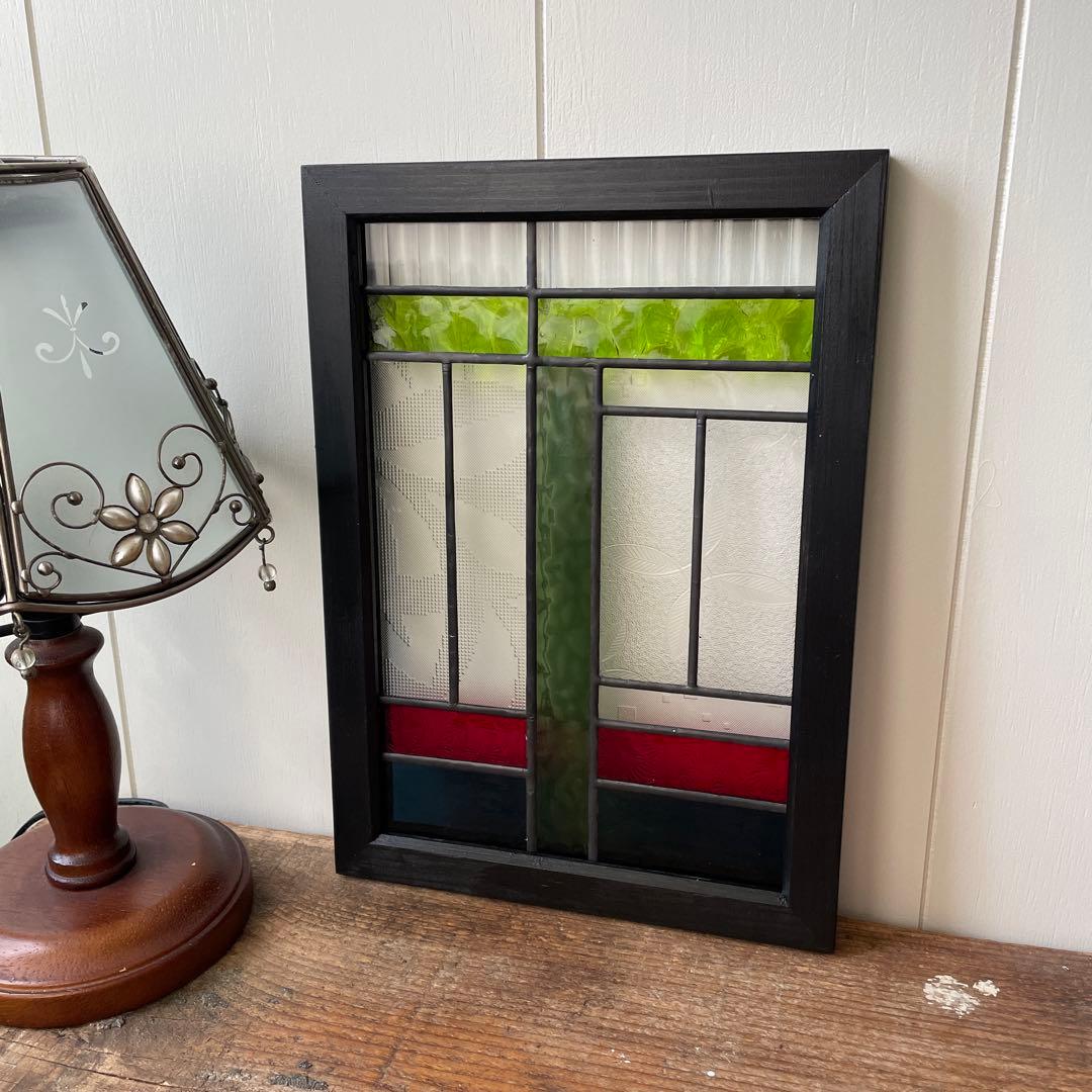 ステンドグラス　パネル　昭和レトロ　和モダン　　ガラス引き戸