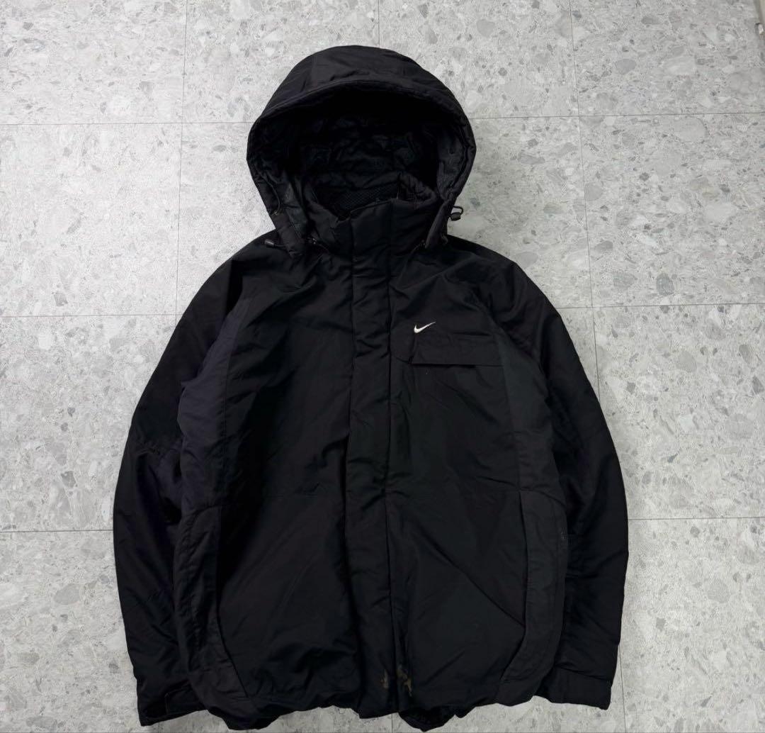 00s NIKE 中綿 フード付きナイロンジャケット テック系マウンテンパーカー