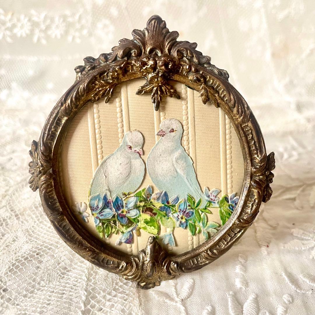 19世紀ブロンズ製レリーフミニフレーム　フランスアンティーク　写真立て　ゴールド